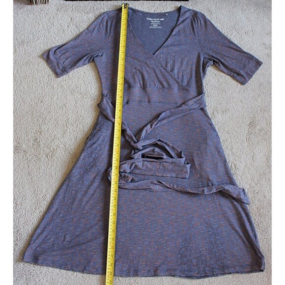 Toad & Co (Horny Toad) - Cue Cafe Wrap Dress in Blue Pattern, size Medium - Picture 7 of 10